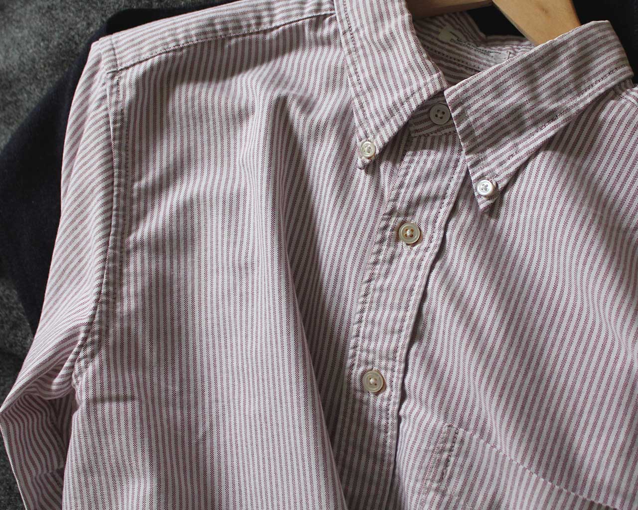 Engineered Garments Workaday 19th Century BD Shirt in Red Stripe Oxford Cloth