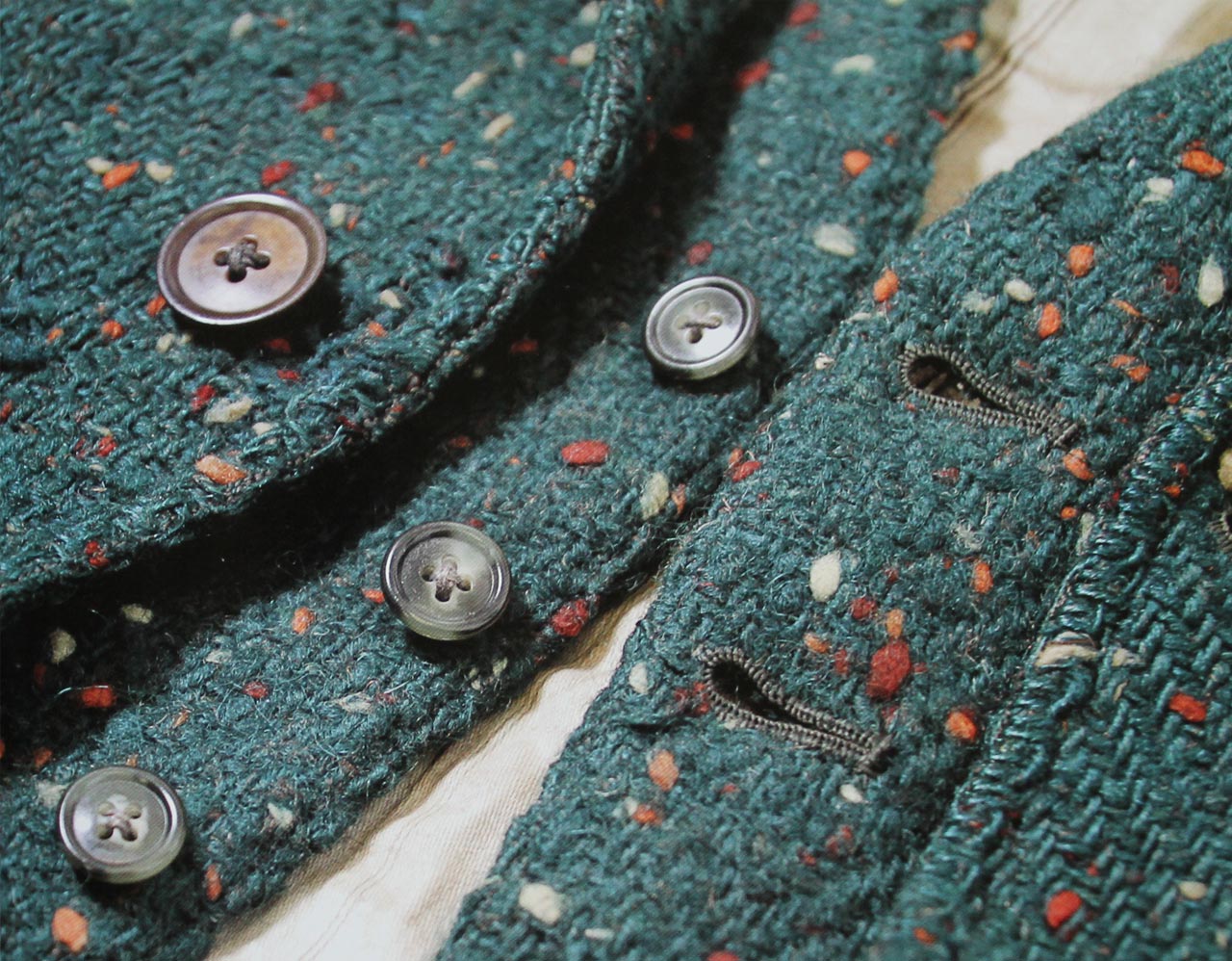 Detail from a Bespoke Tweed Jacket and Waistcoat